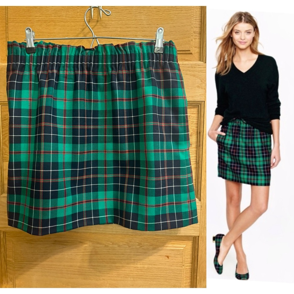 J.Crew Green Wool Dublin Tartan Plaid Mini Skirt
